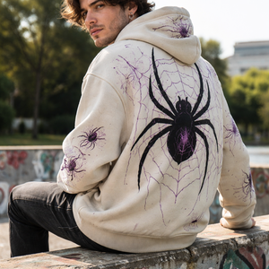 เสื้อฮู้ดลายแมงมุมแบบกำหนดเองขายส่ง เป็นมิตรกับสิ่งแวดล้อม สำหรับผู้ชายและผู้หญิง - ผู้ผลิต OEM พร้อมขั้นต่ำในการสั่งซื้อน้อย - Product Image 6