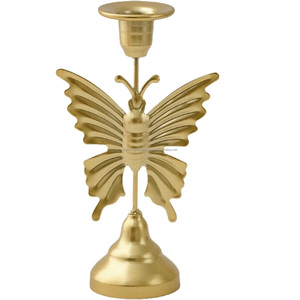 Candelero Cónico Premium con Diseño de Mariposa • Portavelas de Lujo con Figura Dorada - Product Image 1
