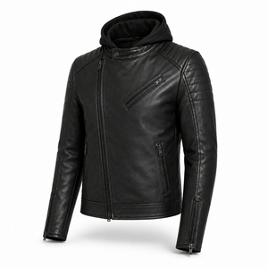 Chaqueta de Cuero Premium para Hombre, Chaqueta de Motociclista de Cuero Genuino, Abrigo de Invierno Moderno, Ropa Exterior, Logotipo Personalizado, Venta al Por Mayor de Fábrica - Product Image 4