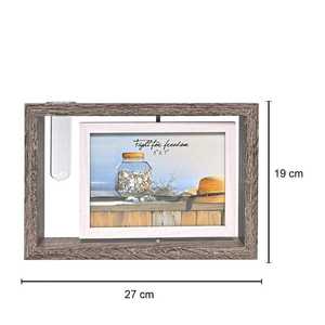 Cadre photo rectangulaire rotatif double face en bois avec vase à plantes, cadre photo flottant pour bureau et maison - Product Image 3