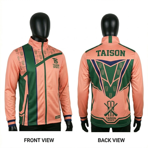 Veste d'entraînement de cricket pour hommes, haute qualité, tissu polyester 260 GSM, design à panneaux vert néon et noir, logo personnalisé sublimé - Product Image 4