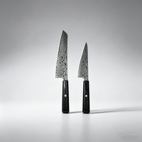 Couteau de chef de cuisine à lame droite en acier inoxydable 5Cr15MoV extra-affûté, ensemble de 8 pièces, motif Damas laser, manche en bois octogonal