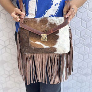 Nouvel arrivage de sac à main à franges en fourrure de vachette de style occidental Sac à bandoulière Sacs à franges de bohème Cheveux à cacher Sacs à franges de gitane de créateur - Product Image 1