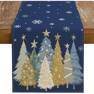 Camino de Mesa Navideño de 13x72 con Copos de Nieve y Árboles de Navidad para Decoración de Comedor Festivo - Product Image 2