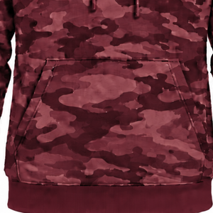 Sweat à capuche pull-over camouflage bordeaux pour homme, imprimé personnalisé, en molleton avec poche kangourou et cordon de serrage, décontracté, pour l'hiver, l'extérieur et le streetwear - Product Image 6