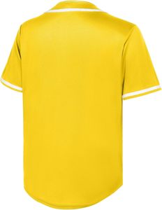 เสื้อเบสบอลแขนสั้นคอวีสีแดงพร้อมแถบสีขาวโพลีเอสเตอร์แห้งเร็วเสื้อกีฬาลำลองสวมใส่ในฤดูร้อน - Product Image 2