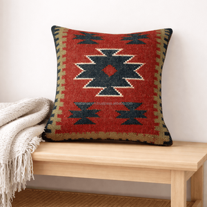 Ethnic Kilim Rug Pillow Cover 24x24 Handwoven with Unique Tribal Patterns Decorative Boho Touch Cover <b>Couch</b> Bed Chair Decor - Product Image 2