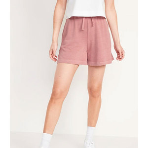 Shorts de jogging décontractés pour femme, style vintage, en coton et molleton délavé à l'acide, avec cordon de serrage et taille haute, pour le streetwear et la mode - Product Image 5