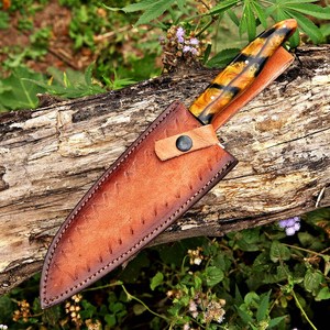 Couteau de Chef Artisanal en Acier Carbone de Qualité Supérieure, Modèle Celestial Dust : Couteau de Chef Fait Main de 12 Pouces en Acier Inoxydable avec Manche en Bois d'Olivier - Product Image 6