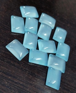 พลอยแคลเซโดนีสีน้ำทะเลธรรมชาติทรงสี่เหลี่ยมผืนผ้าแบบคาโบชอง ขัดเงา สำหรับทำเครื่องประดับ แหวน จี้ ออกแบบเองได้ ขายส่ง - Product Image 2
