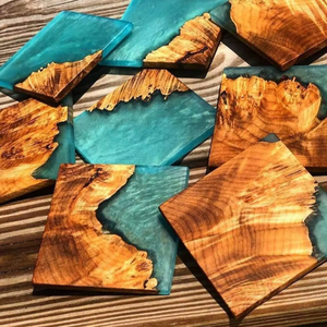 Juego de posavasos de resina epoxi de calidad para el hogar con efecto océano decorativo cuadrado redondo posavasos de resina de madera epoxi de Craftsy Home - Product Image 2