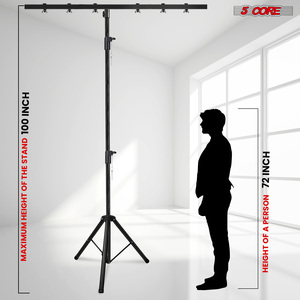 Système de treillis d'éclairage de scène 5Core DJ Light Stand, hauteur réglable 39-100 pouces, support en T métallique robuste, sur pied, LS 100-6 - Product Image 2