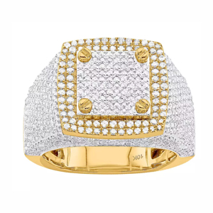 <b>Men</b> 10K Gold Moissanite Cocktail <b>Ring</b> Round Brilliant Cut Screw Design Hiphop Style Everyday Wear - Product Image 1