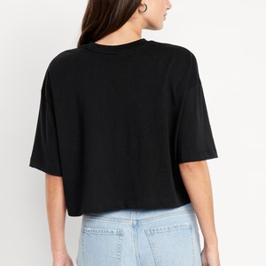Camisetas de Verano de Poliéster Sólido para Mujer, OEM/ODM, Manga Corta, Logotipo Personalizado, Color Sólido, Top Corto Oversize - Product Image 5
