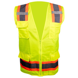 เสื้อกั๊กสะท้อนแสงสีส้มเหลืองแบบตาข่ายสำหรับงานก่อสร้าง พร้อมแถบสีเงินสำหรับคนงานบนท้องถนน - Product Image 5