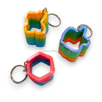 Porte-clés rond en fer à ressort magique avec impression UV, accessoire durable pour sac d'école, motif souriant, article à offrir