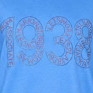 เสื้อสเวตเชิ้ตลายกราฟิกสีน้ำเงินสำหรับผู้หญิง ปี 1938 แบบเปิดไหล่ แขนยาว สวมใส่สบาย แฟชั่นสตรีทแวร์ ใส่ได้ทุกวัน - Product Image 6