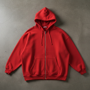 Sudadera con capucha personalizada al por mayor para hombre, 330G, algodón puro, con cremallera, color sólido, unisex, oversize, holgada - Product Image 2