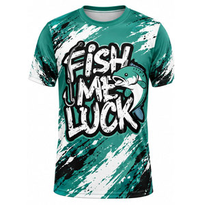 เสื้อยืดโพลีเอสเตอร์แห้งเร็วพิมพ์ลาย Fish Time Luck สำหรับผู้ชาย UPF 50 ชุดตกปลาสำหรับกิจกรรมกลางแจ้ง - Product Image 2