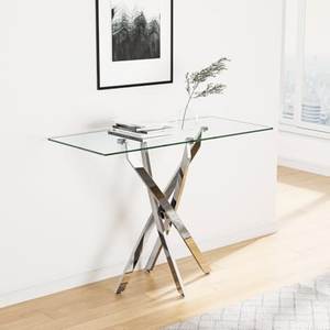 Mesa Consola de Metal de Lujo con Tapa de Cristal, Mueble Elegante para Entrada, Diseño Moderno para Decoración de Sala de Estar - Product Image 2