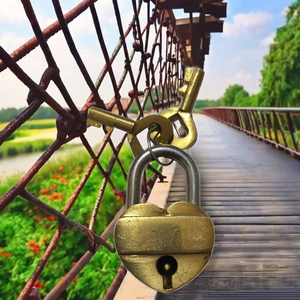 Brass hình trái tim tình yêu khóa với phím chức năng chống trộm và không thấm nước ổ khóa nhỏ - Product Image 2