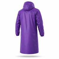 Chaqueta Impermeable Larga para Hombre con Logotipo Personalizado OEM, Capucha, Forro Polar Morado, Resistente al Viento, para Trabajo al Aire Libre