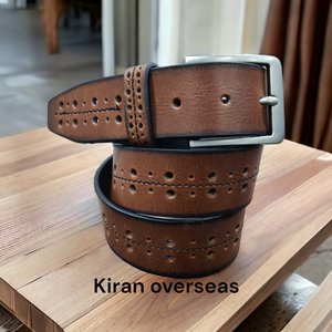 Cinturón de Cuero Vintage Kiran Overseas, Talla 32, Color Marrón Claro, Duradero, Informal, Incluye Embalaje - Product Image 3