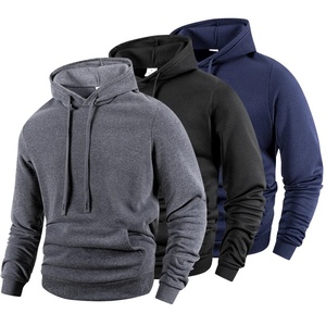 Sweat-shirt à capuche pour homme, couleur unie, en molleton, décontracté, avec poche, coupe classique, vêtement d'automne, en coton tricoté, manches longues, 2027 - Product Image 1