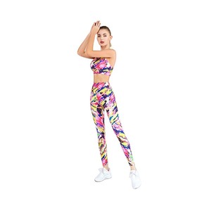 Ensemble de yoga pour femmes grande taille de haute qualité, léger, taille haute, en spandex/polyester, respirant, séchage rapide, 2 pièces - Product Image 5