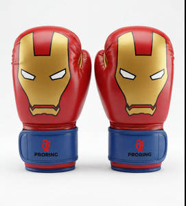 Gants de boxe super-héros pour enfants, rouge et or, dessin animé, gants d'entraînement pour jeunes, équipement de combat pour garçons - Product Image 1