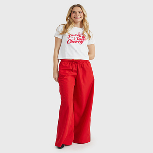 Camiseta Corta Personalizada OEM para Mujer con Estampado de Cerezas Rojas, Corte Holgado, Cuello Redondo, Manga Corta, Tejido de Punto Jersey, 100% Algodón - Product Image 6