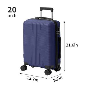 Valigia Trolley in PP Blu Navy da 20 Pollici alla Moda con Chiusura a Cerniera, Senza Lucchetto TSA, Valigia 2-in-1 per Viaggi - Product Image 5