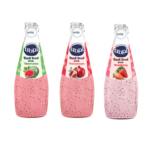 Wholesale OEM Private Label 290ml Glass <b>Bottle</b> Basil Seed Drink Low-Fat Flavored Puree HACCP/Halal Free Sample - Product Image 1