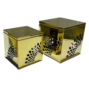 Juego de 3 Soportes Elevadores Cuadrados de Metal Dorado de Lujo, Soporte Decorativo para Buffet, Centro de Mesa para Bodas, Exhibición de Alimentos para Hoteles y Catering - Product Image 1