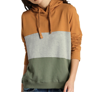 Sudadera con Capucha para Mujer, Diseño Color Block, Mezcla de Algodón, Tejido de Punto, Manga Larga, Informal, para Otoño, con Bolsillos, Corte Regular - Product Image 4
