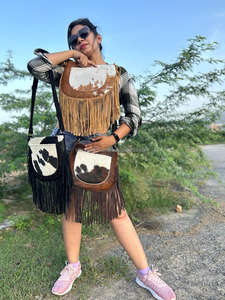 Nouveau Style occidental cheveux sur cacher fourrure en cuir véritable frange sacs haute qualité Boho Style femmes en cuir véritable frange sacs à bandoulière - Product Image 4