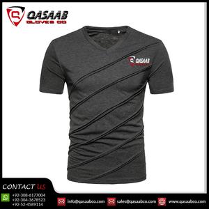 Nouveau T-shirt pour homme en coton respirant et polyester, grande taille, col en V personnalisé, couleur unie, manches courtes - Product Image 2