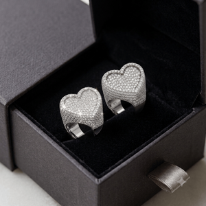 Luxury Hip Hop Customizable 925 Sterling <b>Silver</b> Baguette Cut Moissanite Pave Setting Romantic Heart Wedding Bands for <b>Men</b> Gift - Product Image 5