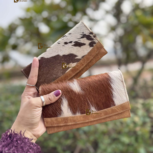 Cowhide Fur <b>Leather</b> Western Pattern Clutch <b>Purse</b> Pouch Wallet Hot Sale Hair on Hide Fur <b>Leather</b> Wallet Gift Women's - Product Image 1