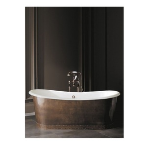 Luxury Elegant Freestanding Oval Hammered Copper Bathtub Durable Eco-Friendly Portable Safety Construction White Interior Tub. - Product Image 5