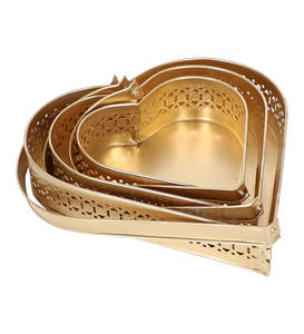 Panier de rangement en métal avec poignée, motif gravé, couleur or, style classique, à un seul niveau, pour la cuisine et le salon - Product Image 5