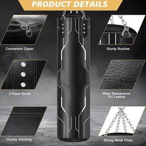 Service OEM en gros : Sacs de frappe lourds en cuir véritable et PVC avec logo personnalisé pour l'entraînement de boxe adulte - Écologique - Product Image 4