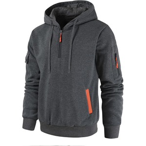 Sweat-shirt à capuche gris pour homme, coupe classique, en coton French Terry, décontracté, pour l'automne, avec poche - Product Image 5