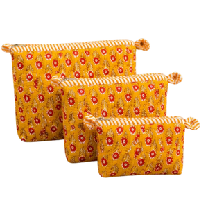 Jaipur Block Print <b>Toiletry</b> Bag Set of 3 Sizes Multi-Function Cosmetic <b>Storage</b> Travel Organizers Daily Use Durable Machine Wash - Product Image 1