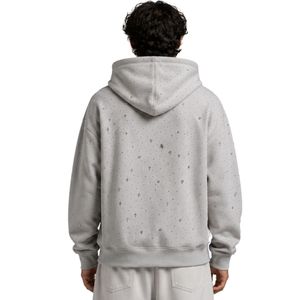 Sweat à capuche oversize gris clair en polaire pour homme, motif étoile en strass, design lourd, streetwear de luxe personnalisé - Product Image 2