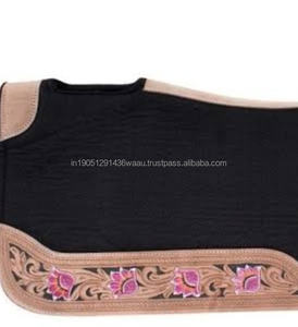 Feutre de laine florale néo-zélandaise de qualité supérieure/Vardhman Western tapis de selle en cuir repoussé à la main Design polaire d'équitation - Product Image 2