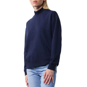 Sudadera Oversize de Cuello Alto Azul Marino para Mujer, de Felpa Premium Gruesa, Manga Larga, Estilo Casual para Uso Diario - Product Image 3