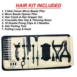 Kit d'outils professionnels en acier inoxydable pour l'installation d'extensions capillaires : Pince à micro-anneaux, Pince d'ouverture, Pince à cheveux, Boucle de maintien - Product Image 2