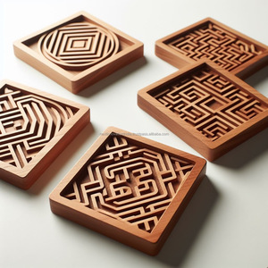 Premium Square Wooden Drink Coasters | <b>Plain</b> Wood Tea Cup Coasters | Eco-Friendly and Durable - Product Image 3