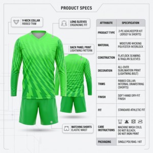 <span class=keywords><strong>Maglia</strong></span> da <span class=keywords><strong>Portiere</strong></span> Personalizzata Traspirante Stile Anni '90 in Poliestere Riciclato Interlock a Maniche Lunghe, Produzione OEM all'Ingrosso - Product Image 3